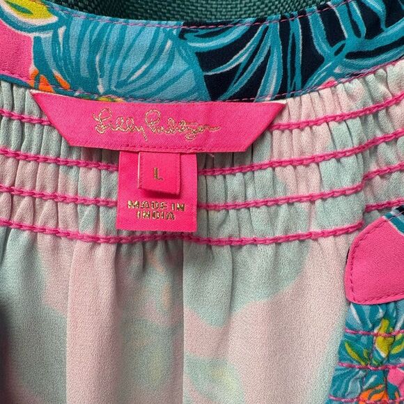 NWOT Lilly Pulitzer Lucee Long Sleeve Dress "Pink Isle Blooming For You" Sz L - Picture 3 of 8